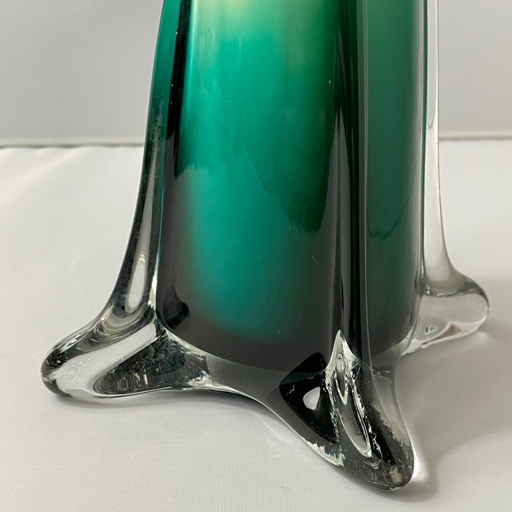 Hand Blown Jack In The Pulpit Calla Lily Art Glass Vase 15.5" Ombre Yellow Teal‎ - Picture 2 of 12